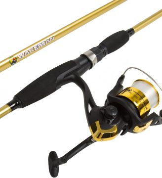 Fishing Rod and Reel Combo - 2pc Strike Series Medium Action 78-Inch Spinning Reel Fishing Pole - Angling Gear for Bass and Trout by Wakeman, 6.5 feet
