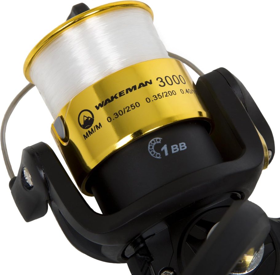 Fishing Rod and Reel Combo - 2pc Strike Series Medium Action 78-Inch Spinning Reel Fishing Pole - Angling Gear for Bass and Trout by Wakeman, 6.5 feet - Image 4