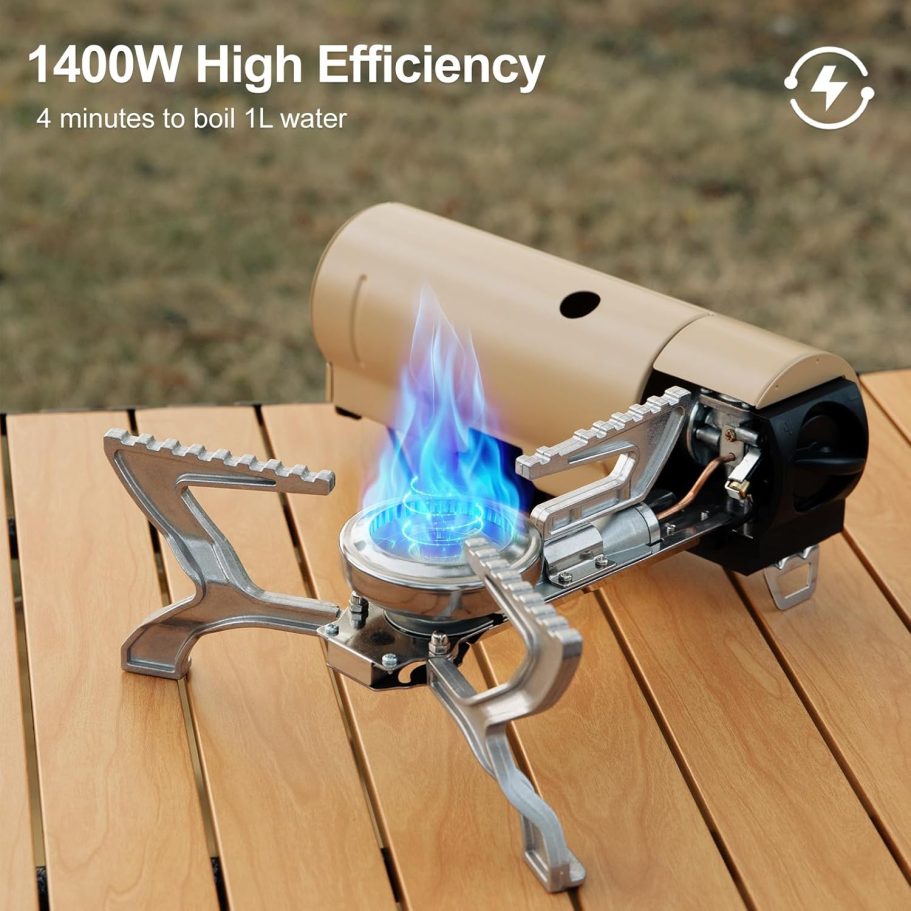 Odoland Portable Camping Stove Propane 1400W Gas Stove Collapsible Backpacking Stove for Indoor Outdoor Cooking Hiking and Picnic - Image 3