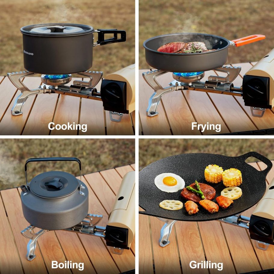 Odoland Portable Camping Stove Propane 1400W Gas Stove Collapsible Backpacking Stove for Indoor Outdoor Cooking Hiking and Picnic - Image 6