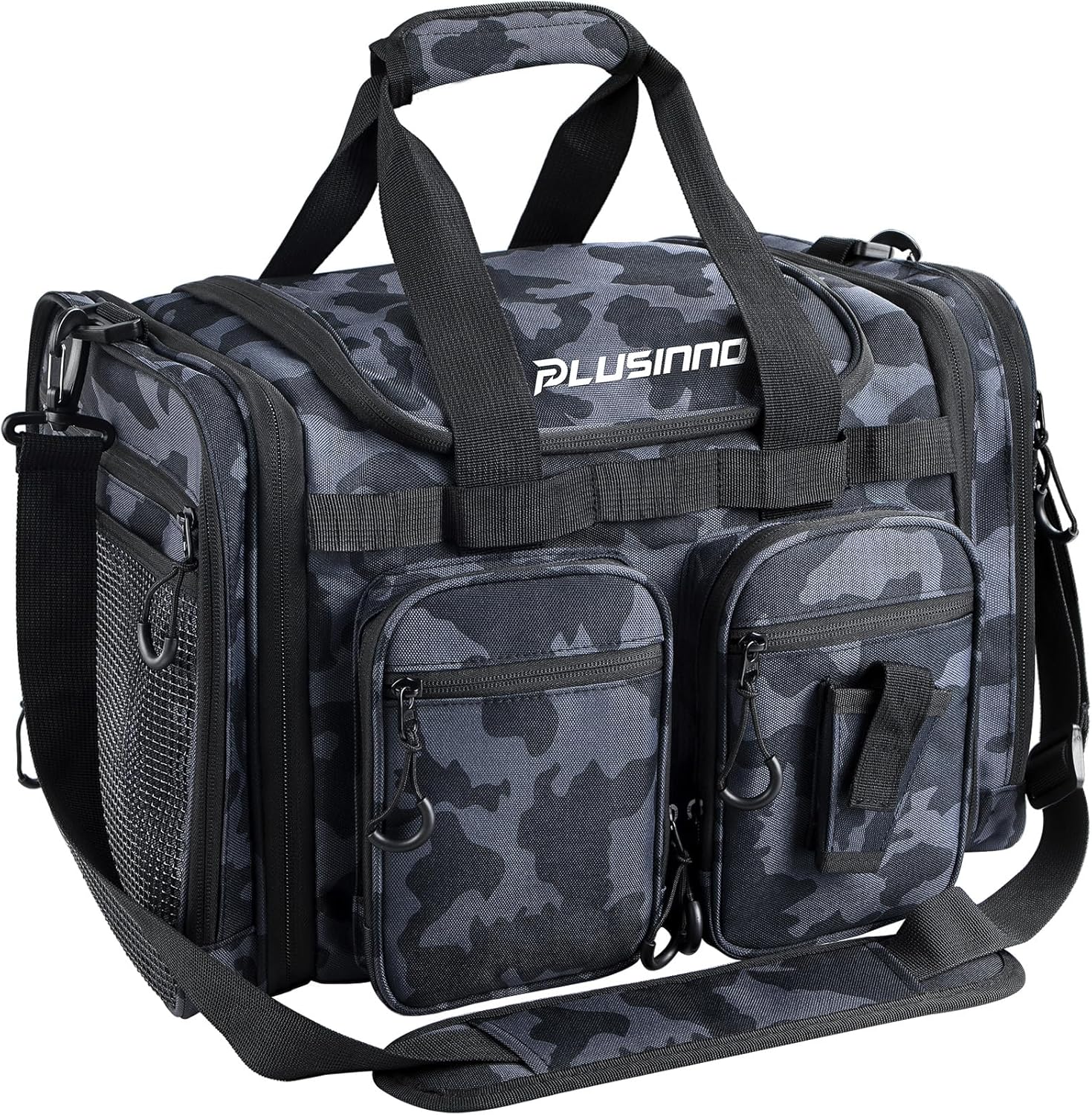 PLUSINNO Tackle Bag - Expandable Fishing Bag for Saltwater & Freshwater - Water Resistant Fishing Gear